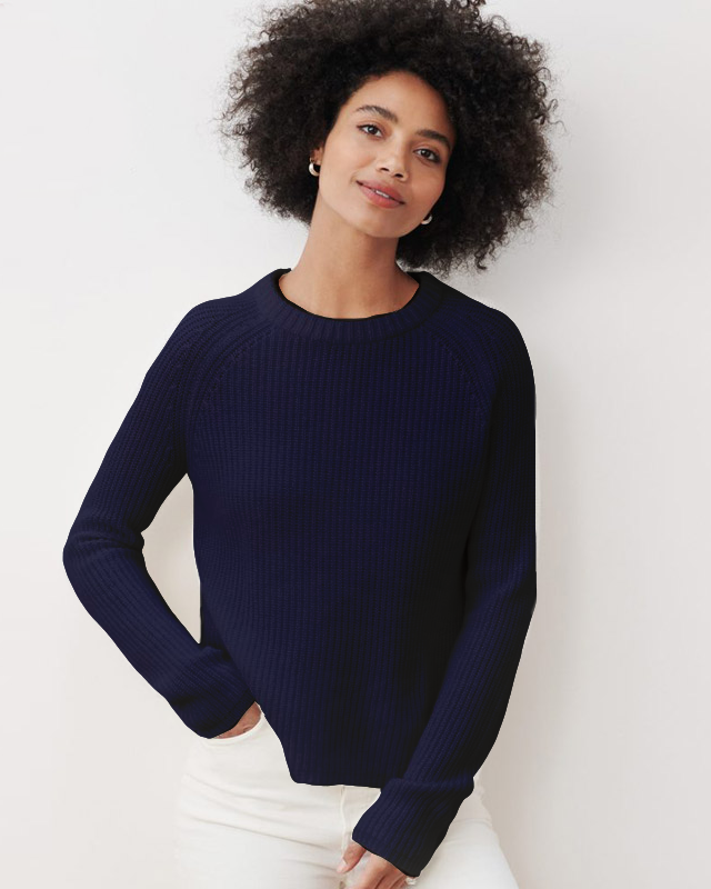 Cozy up with the Atlantic Fisherman: your go-to for cool days & nights. Wear with a light, silky skirt or jeans—it's the perfect layering piece for fall to spring. Crafted from 100% organic cotton, with a relaxed fit and allover fisherman rib detailing. Plus, it meets the highest safety standards—OEKO-TEX Standard 100 & Organic Content Standard-approved processes with low-water and eco-friendly dyes. Snuggle up in style.